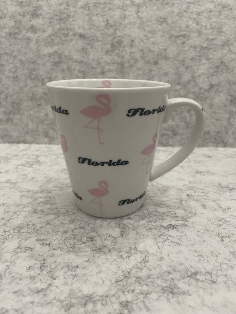 Florida Souvenir Pink Flamingo White Ceramic Coffee Mug, 4.5" Tall